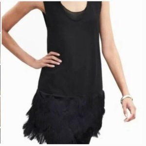 Banana Republic Black Fringe Flapper Dress Size S
